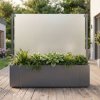 Sichtschutz Pflanzkasten Ventus mit Glaswand mittig (Aluminium)