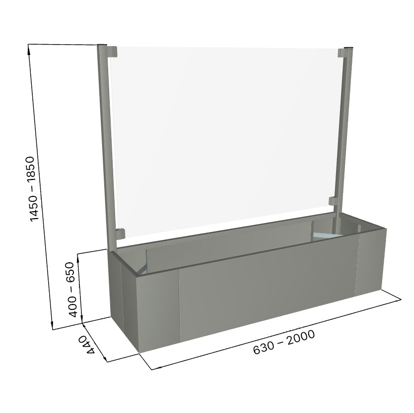 Sichtschutz Pflanzkasten Ventus mit Glaswand seitlich (Cortenstahl)