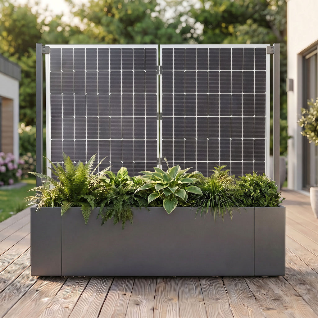 Sichtschutz Pflanzkasten mit Solarpanel Modular Sol (Aluminium)
