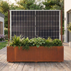 Sichtschutz Pflanzkasten mit Solarpanel Modular Sol (Cortenstahl)